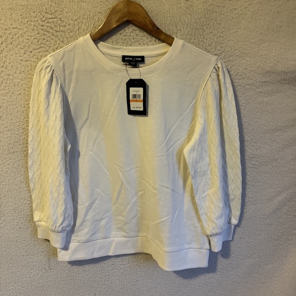 nautica Puff Sleeve Sweatshirt Womens Small Ivory‎ - Picture 1 of 6
